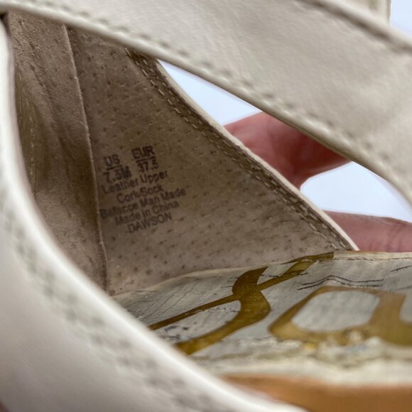 Sam Edelman Dawson Beige Leather Low Wedge heel Ghillie Sandal Women's Sz 7.5 M - Picture 8 of 13